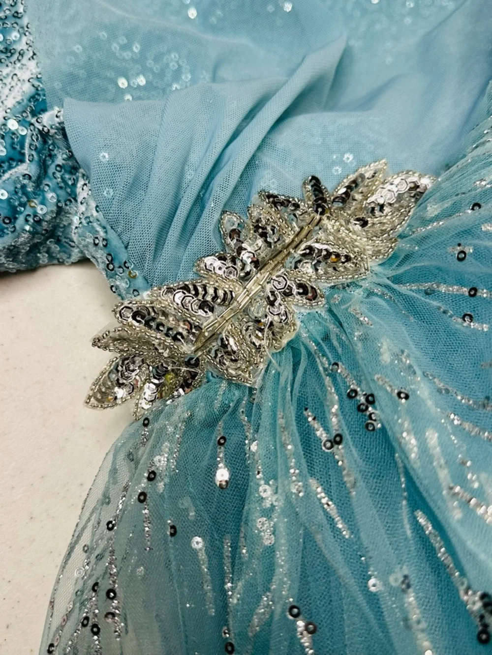 Weissman Blue Sequin Hi-Low Tulle Lyrical Dance Costume Dress XSA